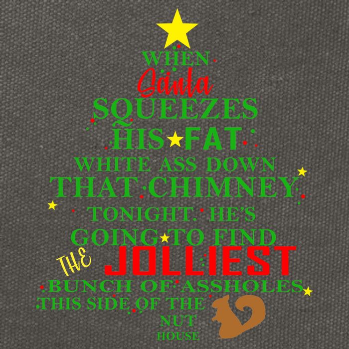 Santa Squeezes Down The Chimney Cotton Canvas Backpack