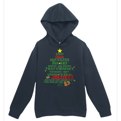 Santa Squeezes Down The Chimney Urban Pullover Hoodie