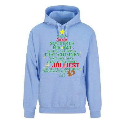 Santa Squeezes Down The Chimney Unisex Surf Hoodie