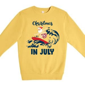 Santa Surfing Christmas In July Premium Crewneck Sweatshirt