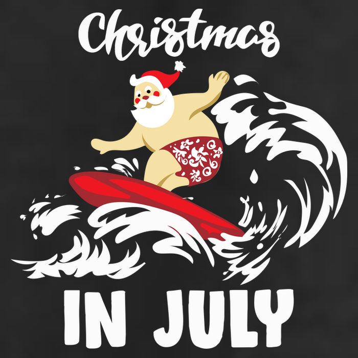 Santa Surfing Christmas In July 7 Panel Mesh Trucker Snapback Hat