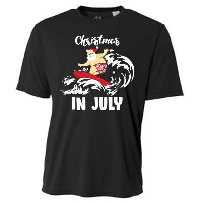 Santa Surfing Christmas In July Cooling Performance Crew T-Shirt