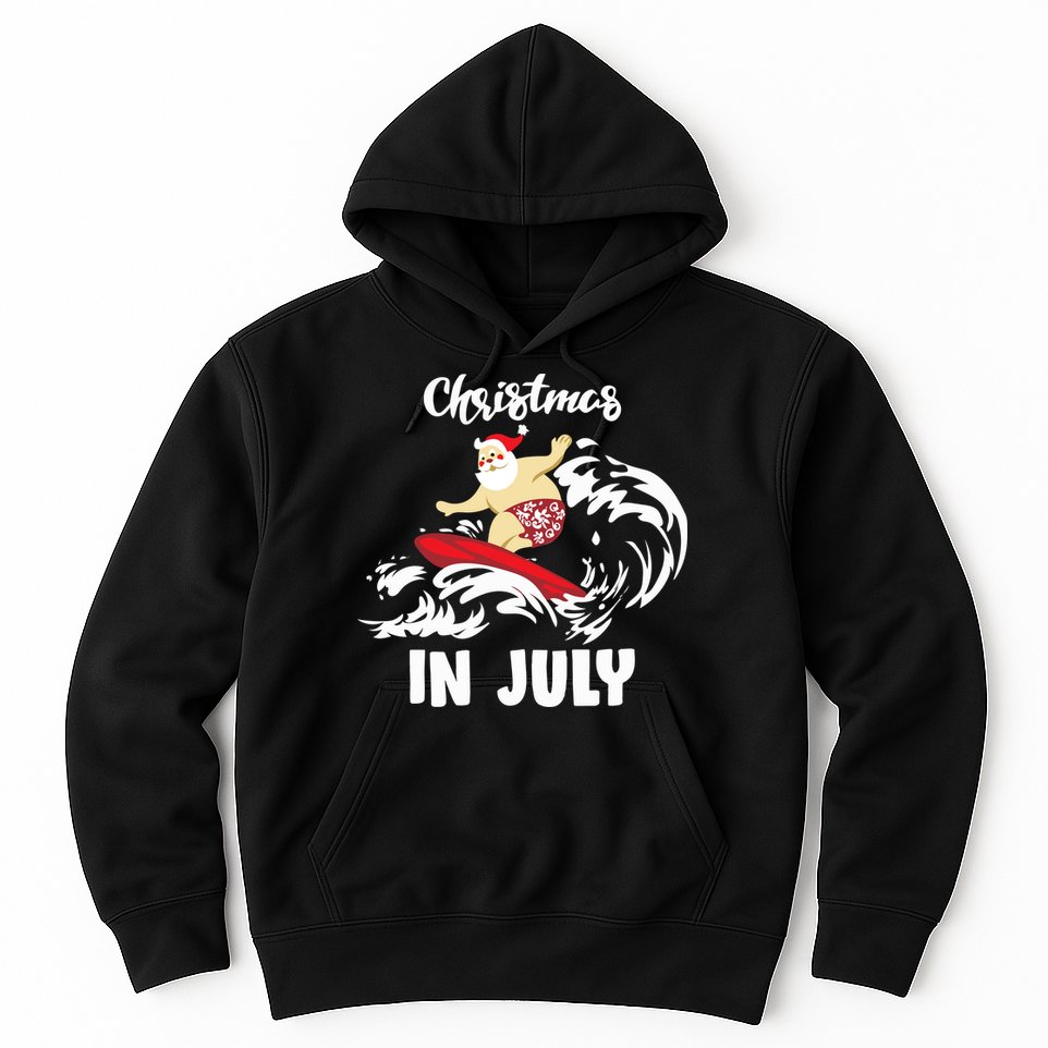 Santa Surfing Christmas In July Hoodie