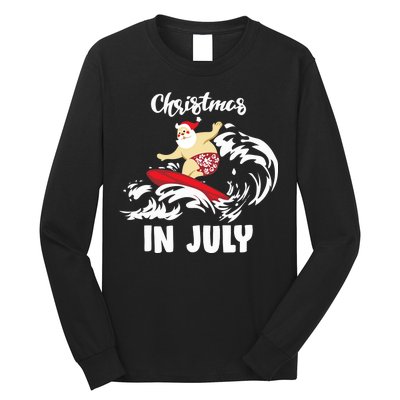 Santa Surfing Christmas In July Long Sleeve Shirt