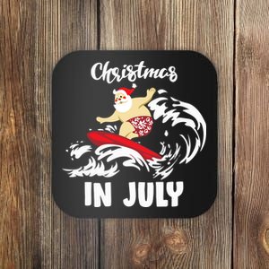 Santa Surfing Christmas In July Coaster