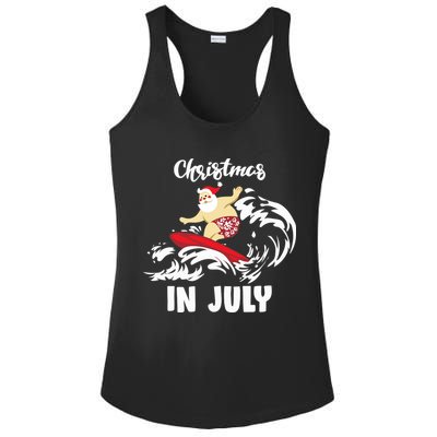 Santa Surfing Christmas In July Ladies PosiCharge Competitor Racerback Tank