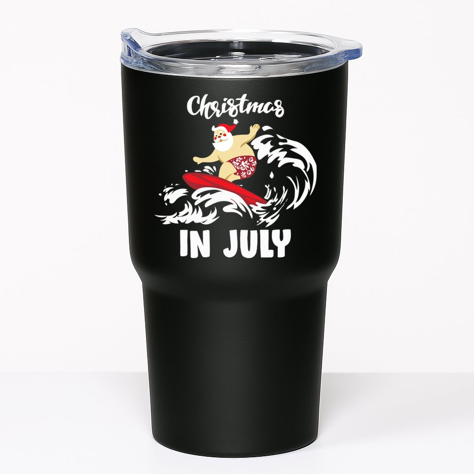 Santa Surfing Christmas In July Tumbler