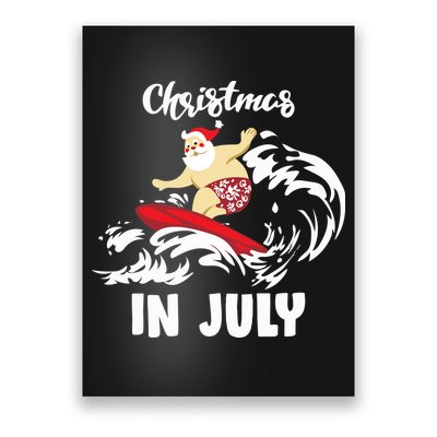 Santa Surfing Christmas In July Poster