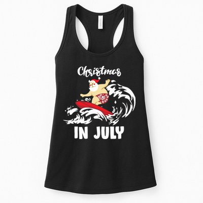Santa Surfing Christmas In July Womens Tank Top