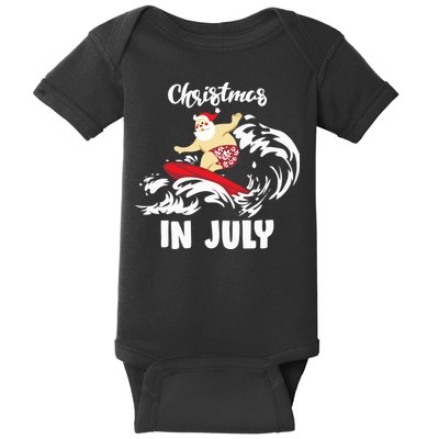 Santa Surfing Christmas In July Baby Bodysuit