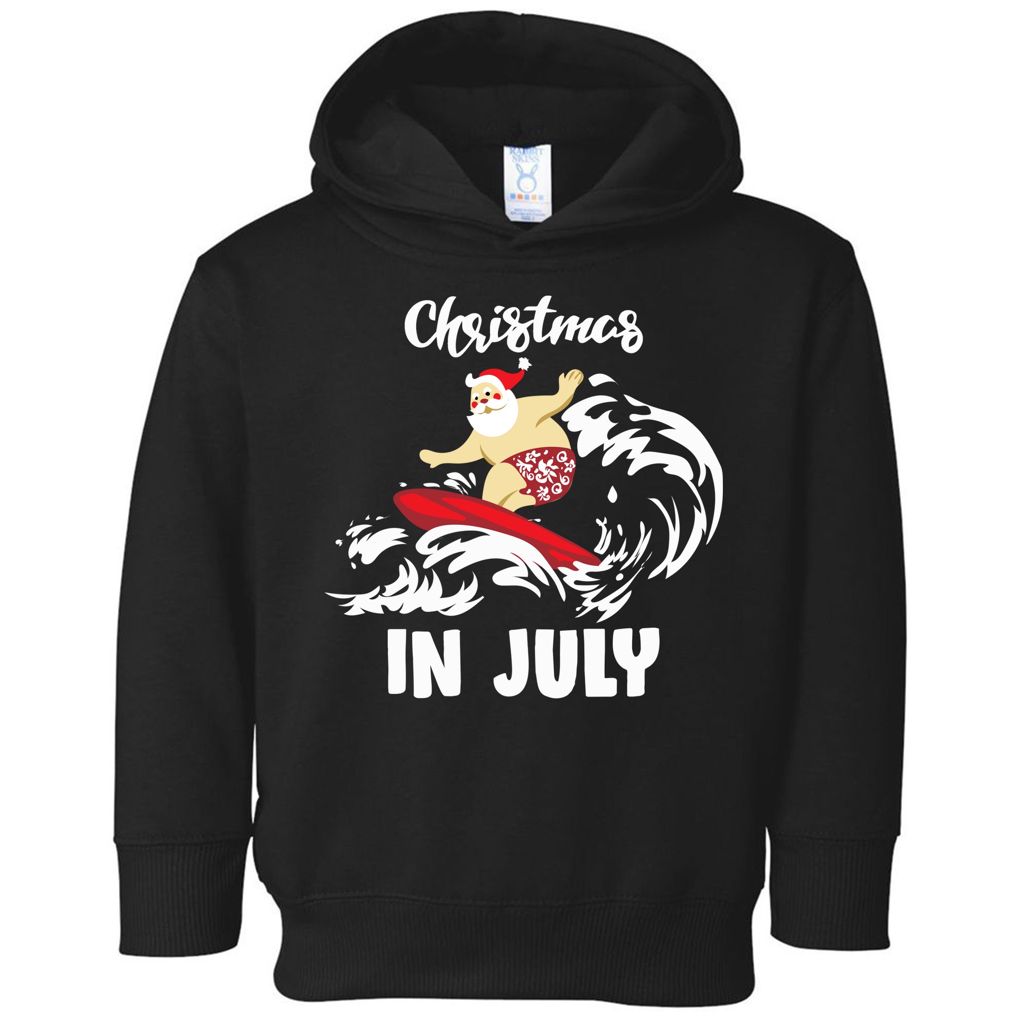 Santa Surfing Christmas In July Toddler Hoodie