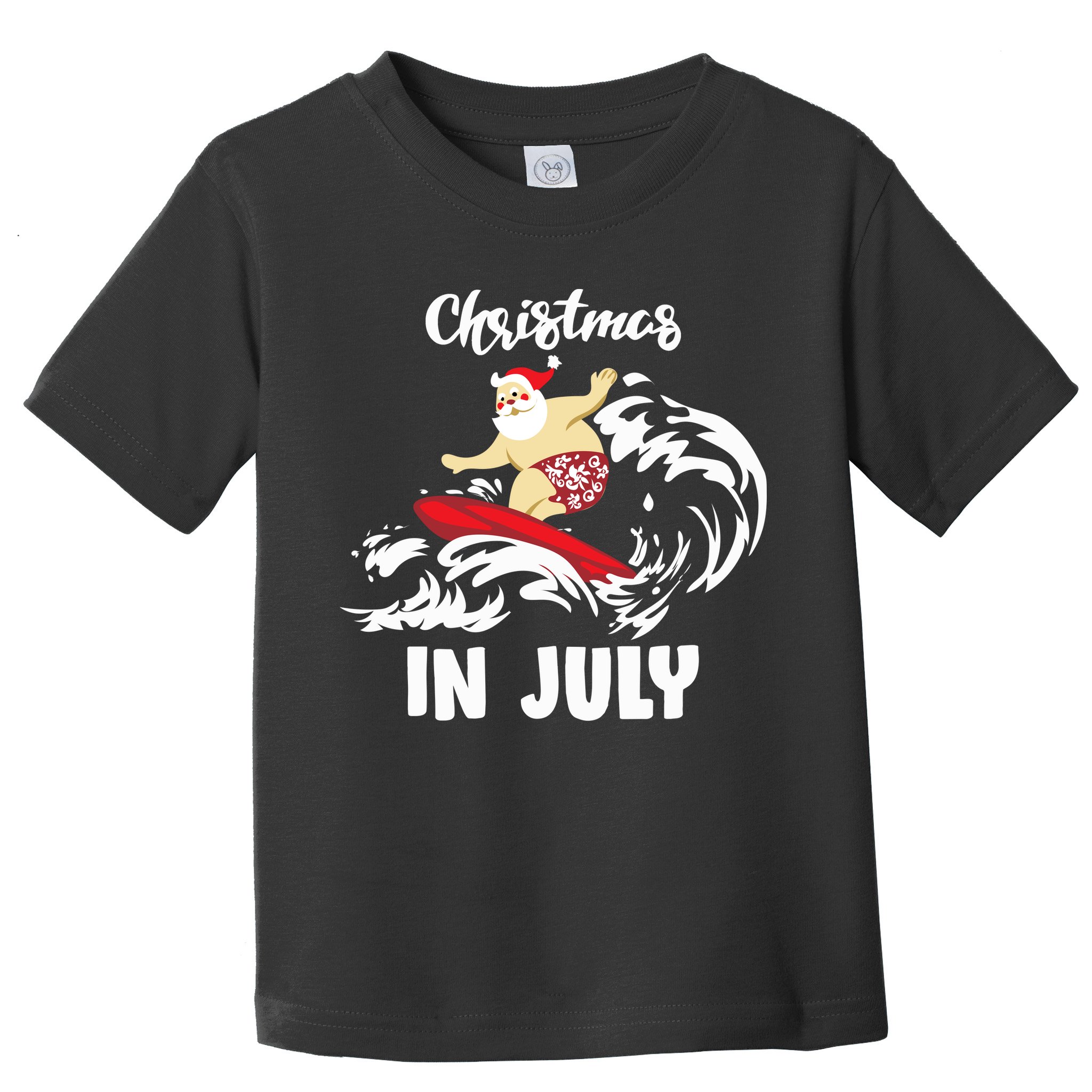Santa Surfing Christmas In July Toddler T-Shirt