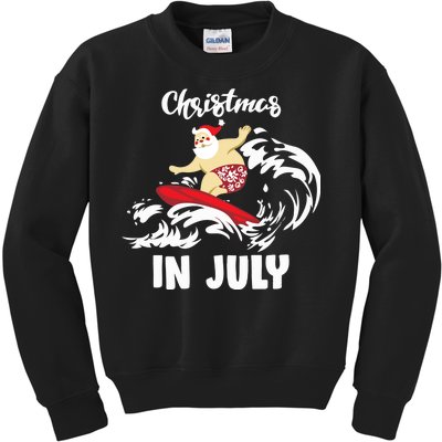 Santa Surfing Christmas In July Kids Sweatshirt