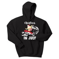 Santa Surfing Christmas In July Kids Hoodie