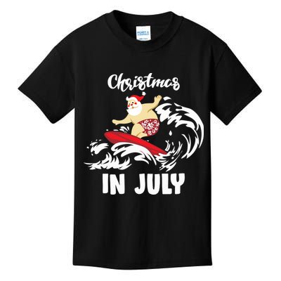 Santa Surfing Christmas In July Kids T-Shirt