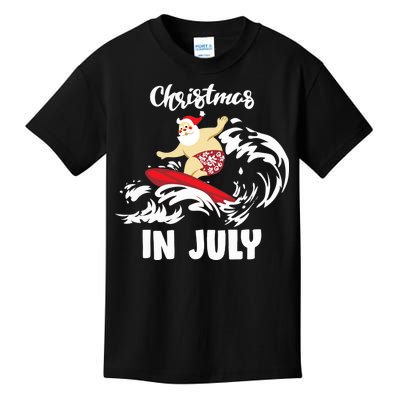 Santa Surfing Christmas In July Kids T-Shirt