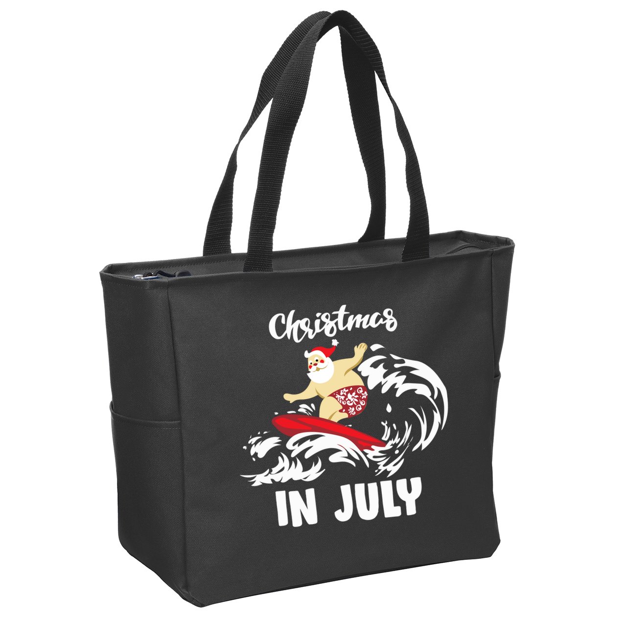 Santa Surfing Christmas In July Zip Tote Bag