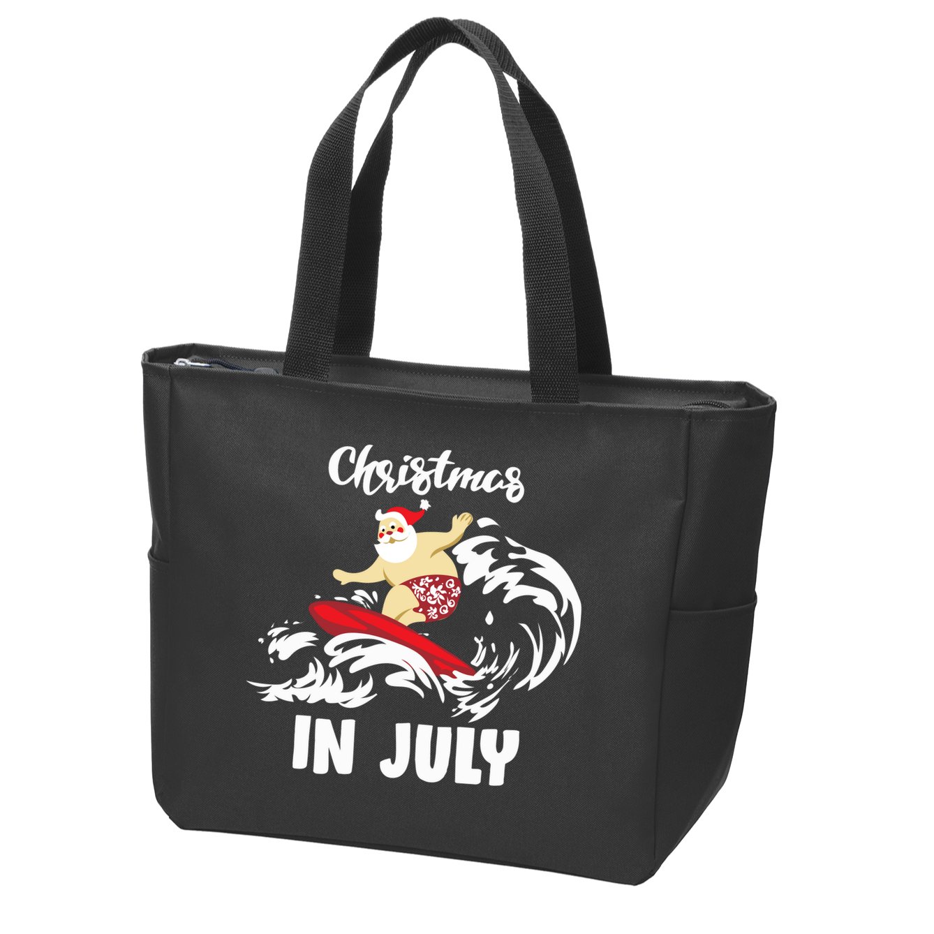 Santa Surfing Christmas In July Zip Tote Bag