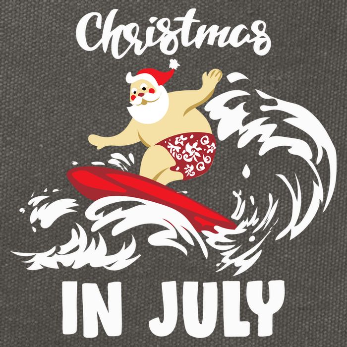 Santa Surfing Christmas In July Cotton Canvas Backpack