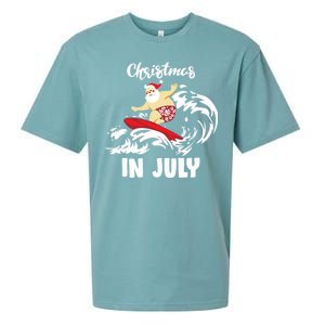 Santa Surfing Christmas In July Sueded Cloud Jersey T-Shirt