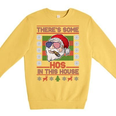 Santa There's Some Hos In This House Flag Ugly Christmas Sweater Premium Crewneck Sweatshirt