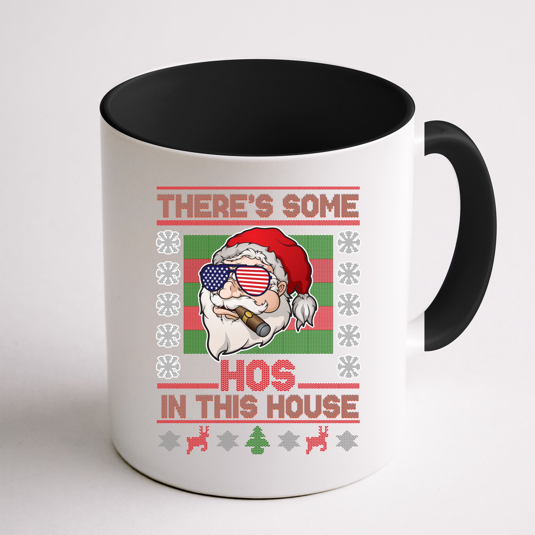 Santa There's Some Hos In This House Flag Ugly Christmas Sweater Mug
