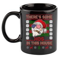 Santa There's Some Hos In This House Flag Ugly Christmas Sweater 11oz C Handle Ceramic Mug
