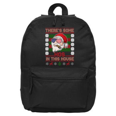 Santa There's Some Hos In This House Flag Ugly Christmas Sweater 16 in Basic Backpack