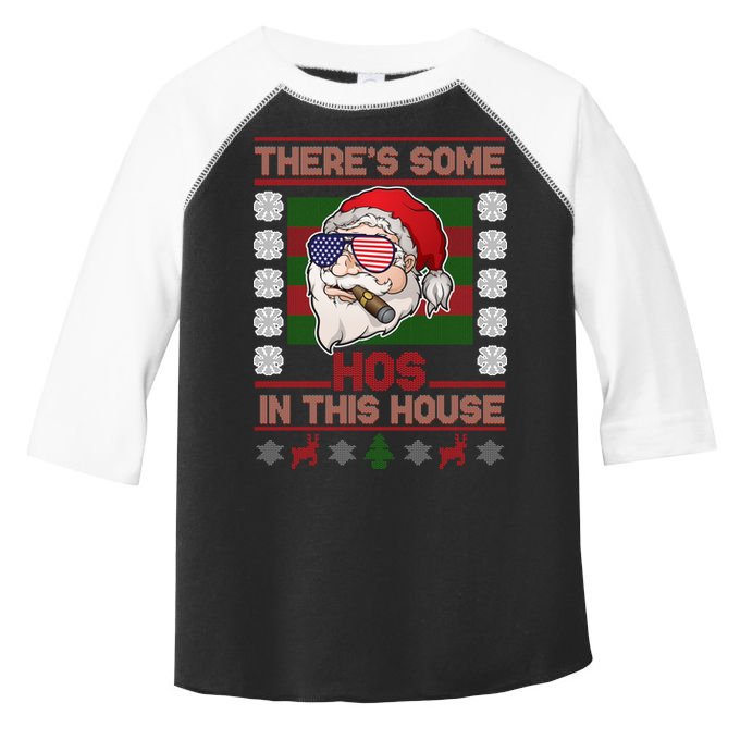 Santa There's Some Hos In This House Flag Ugly Christmas Sweater Toddler Fine Jersey T-Shirt