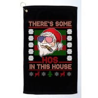 Santa There's Some Hos In This House Flag Ugly Christmas Sweater Golf Towel