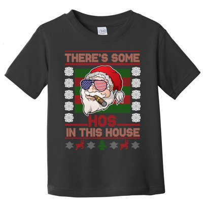 Santa There's Some Hos In This House Flag Ugly Christmas Sweater Toddler T-Shirt