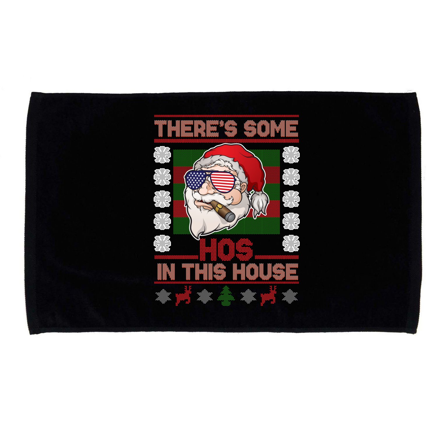 Santa There's Some Hos In This House Flag Ugly Christmas Sweater Microfiber Hand Towel