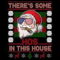 Santa There's Some Hos In This House Flag Ugly Christmas Sweater Wool Snapback Cap