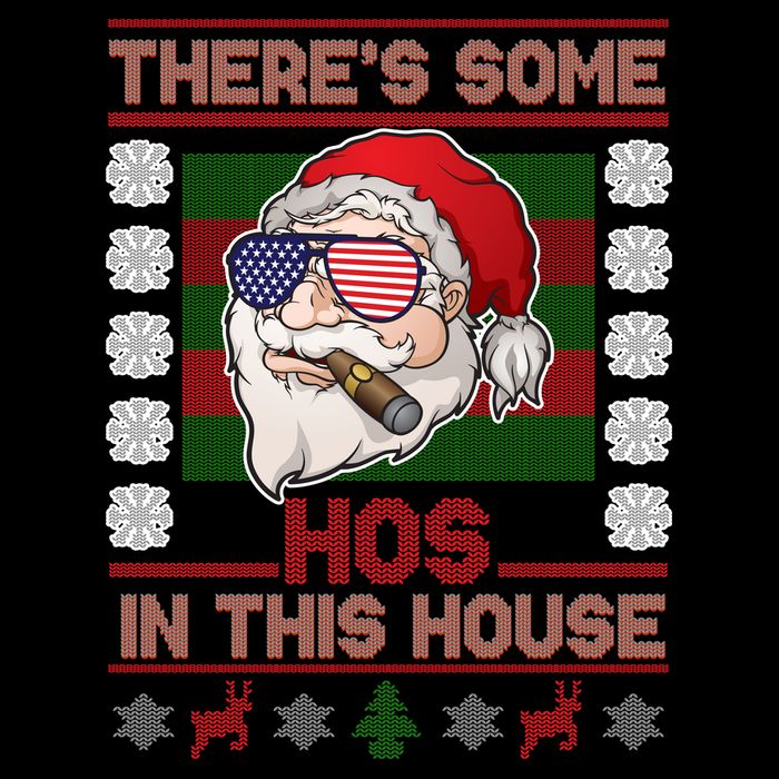 Santa There's Some Hos In This House Flag Ugly Christmas Sweater Wool Snapback Cap
