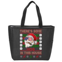 Santa There's Some Hos In This House Flag Ugly Christmas Sweater Zip Tote Bag