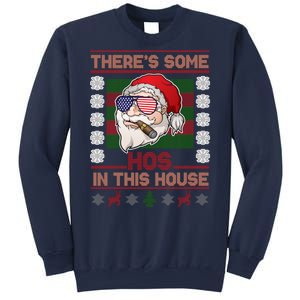 Santa There's Some Hos In This House Flag Ugly Christmas Sweater Sweatshirt