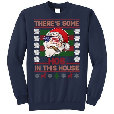 Santa There's Some Hos In This House Flag Ugly Christmas Sweater Sweatshirt