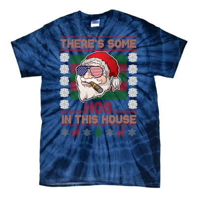 Santa There's Some Hos In This House Flag Ugly Christmas Sweater Tie-Dye T-Shirt