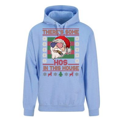 Santa There's Some Hos In This House Flag Ugly Christmas Sweater Unisex Surf Hoodie