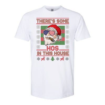 Santa There's Some Hos In This House Flag Ugly Christmas Sweater Softstyle CVC T-Shirt