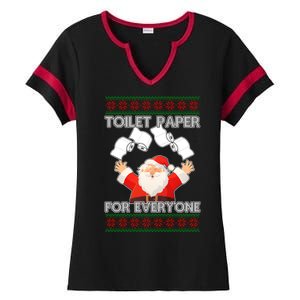 Santa Toilet Paper For Everyone Ugly Christmas Sweater Ladies Halftime Notch Neck Tee