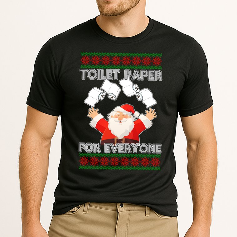 Santa Toilet Paper For Everyone Ugly Christmas Sweater Cooling Performance Crew T-Shirt