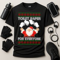 Santa Toilet Paper For Everyone Ugly Christmas Sweater Cooling Performance Crew T-Shirt
