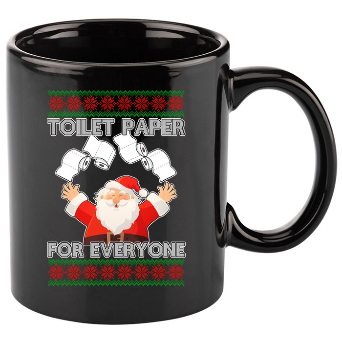 Santa Toilet Paper For Everyone Ugly Christmas Sweater 11oz C Handle Ceramic Mug