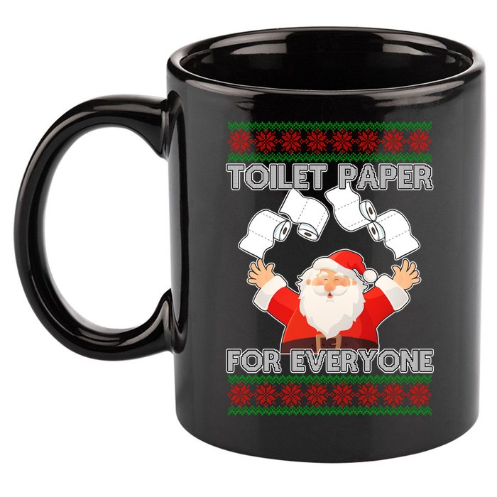 Santa Toilet Paper For Everyone Ugly Christmas Sweater 11oz C Handle Ceramic Mug