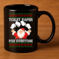 Santa Toilet Paper For Everyone Ugly Christmas Sweater 11oz C Handle Ceramic Mug
