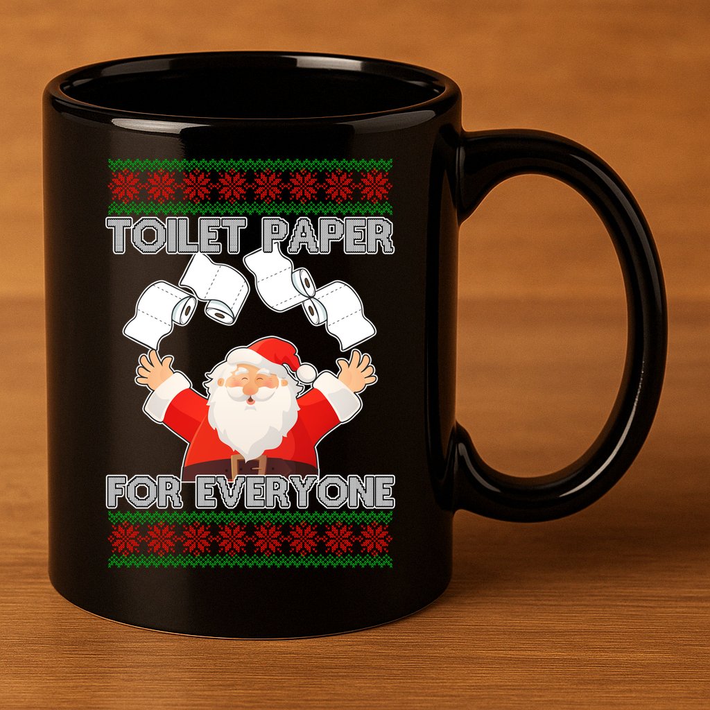 Santa Toilet Paper For Everyone Ugly Christmas Sweater 11oz C Handle Ceramic Mug