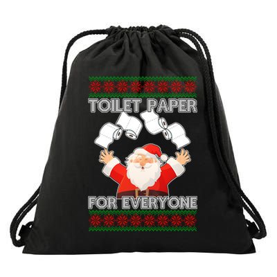 Santa Toilet Paper For Everyone Ugly Christmas Sweater Drawstring Bag