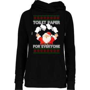 Santa Toilet Paper For Everyone Ugly Christmas Sweater Womens Funnel Neck Pullover Hood