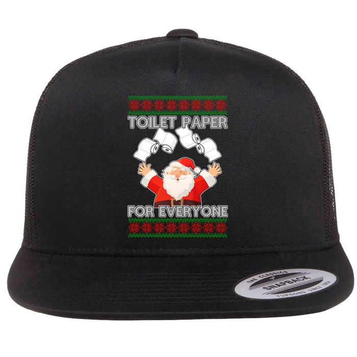 Santa Toilet Paper For Everyone Ugly Christmas Sweater Flatbill Hat